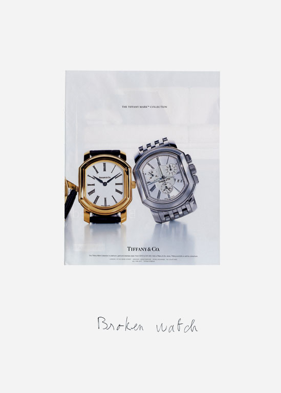 Claude Closky, ‘Broken watch’, 2002, collage and black ballpoint pen, 70 x 51 cm.